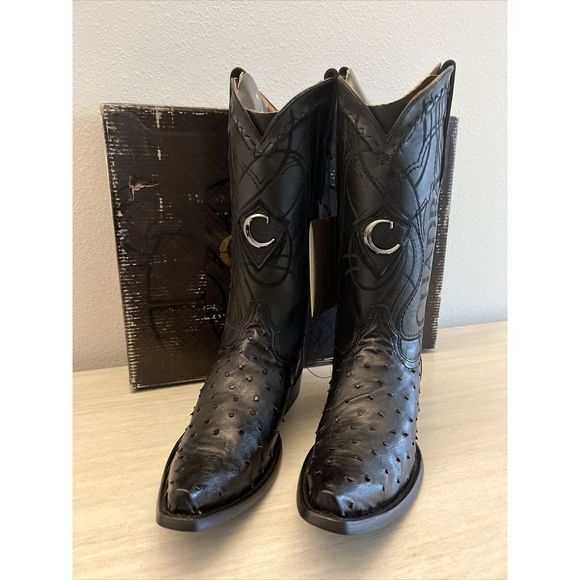 Cuadra Men Sz 9 Black Ostrich Traditional Cowboy Western Boot made by Cuadra - Picture 6 of 15